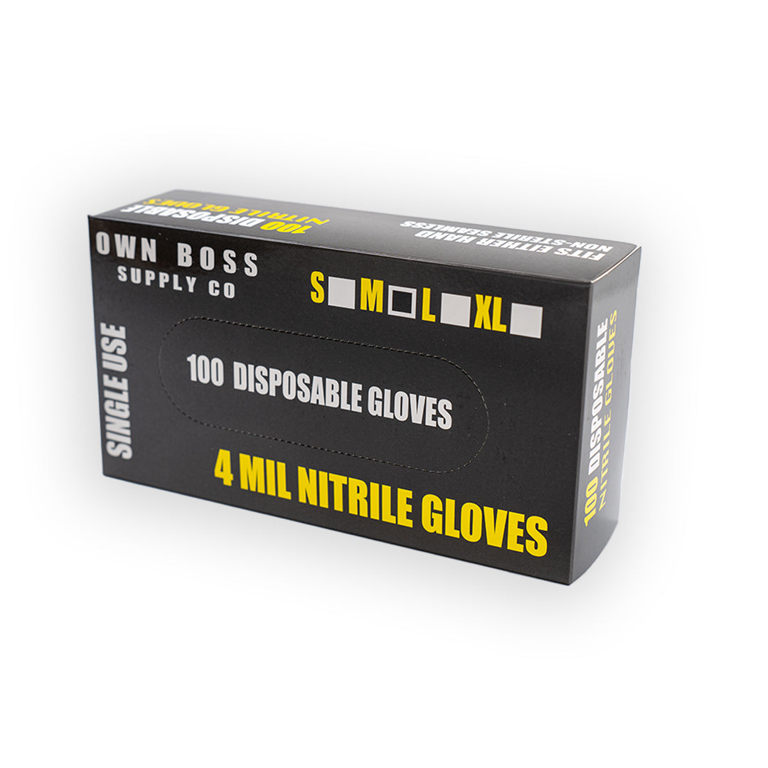 Black 4 Mil Disposable Nitrile Gloves (100-Box)