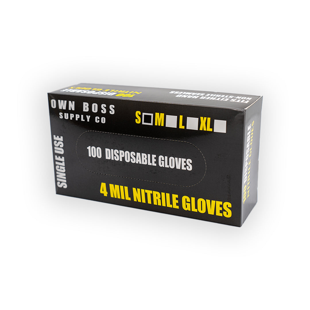 Black 4 Mil Disposable Nitrile Gloves (100-Box)