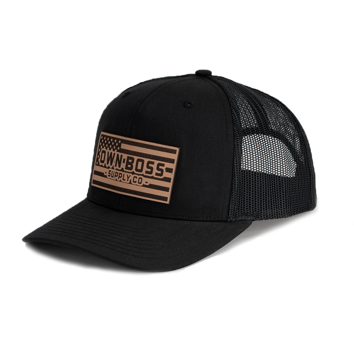 Leather Patch Trucker Hat (Richardson 112) - Own Boss Supply Co